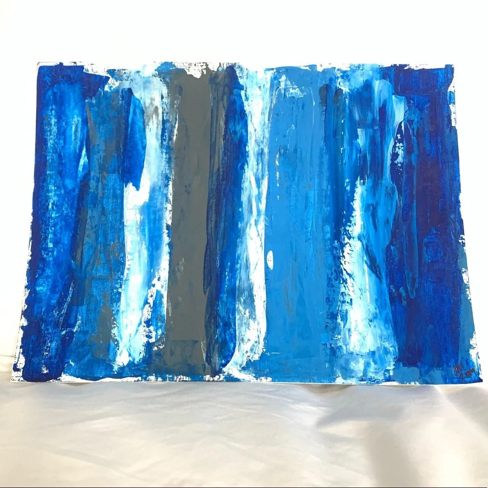 Original Art - blues, grey and white 9x12